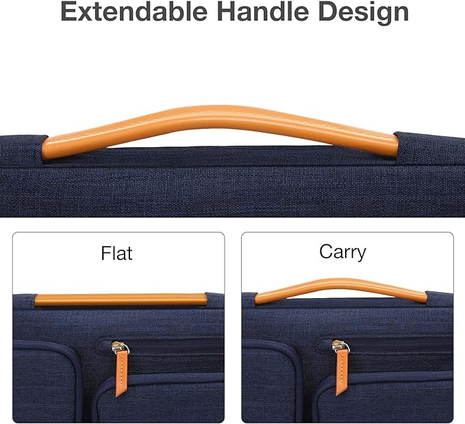 MOSISO 360 Protective Laptop Case 14 inch, 14 inch Laptop Sleeve Compatible with HP Lenovo Dell ASUS Acer, HP, Dell Latitude, Lenovo, Side Open Carrying Case with 4 Zipper Pockets&Handle, Navy Blue