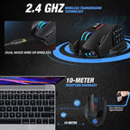 UtechSmart Venus Pro RGB Wireless MMO Gaming Mouse, 16,000 DPI Optical Sensor, 2.4 GHz Transmission Technology, Ergonomic Design, 16M Chroma RGB Lighting, 16 programmable Buttons, Up to 70 Hours