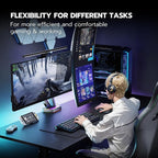 ARES WING RGB Dual Monitor Arm for 17-38" Ultrawide Screens, Holds 35.2lbs, Heavy Duty Dual Monitor Stand for Desk, Adjustable Double Mount with Clamp & Grommet Base, 75/100 VESA Mount, Gray