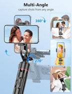 70'' Automatic Tripod, Extendable Selfie Stick Phone with Magnetic Remote & 1/4" Screw Camera Tripod Lightweight Travel Tripod for Cell Phone Compatible with iPhone 16/15/14/13/12/Android