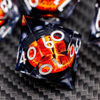 ARUOHHA DND Resin Dice Gazes Eye Dice Liquid Core Flaming RPG Sharp Edged Dice Set with Gift Box, Polyhedral D and D Dice Set Compatible with Dungeons Dragons Role Playing Game D20 D12 D10 D8 D6