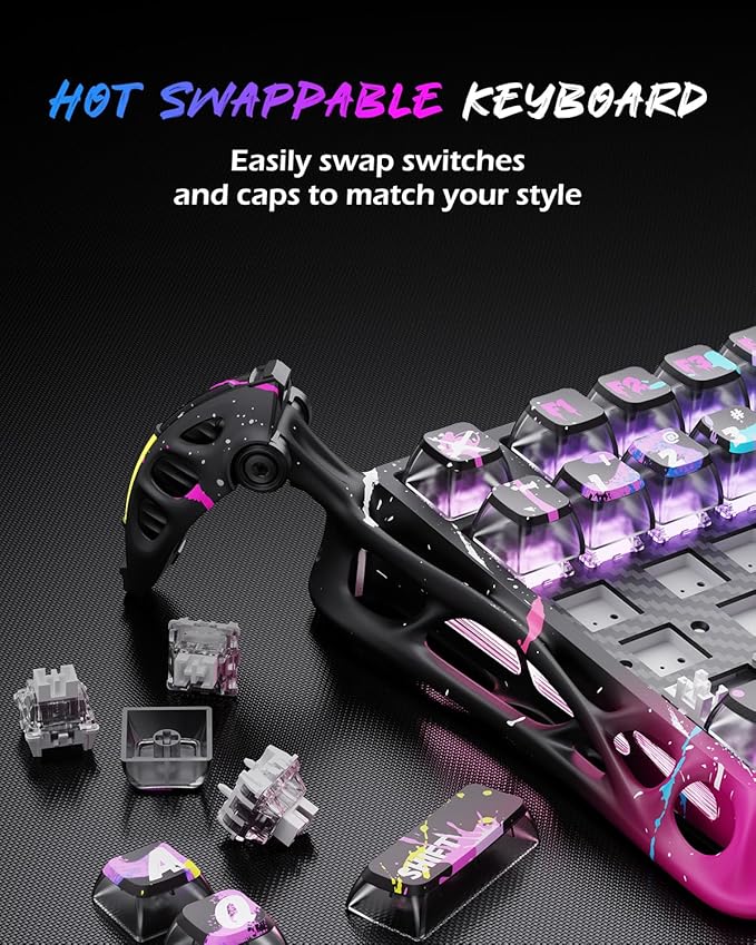 GravaStar Mercury V75 Pro 75% Hall Effect Magnetic Switch Gaming Keyboard-Neon Graffiti