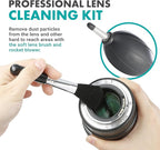 Movo Deluxe Essentials DSLR Camera Cleaning Kit with 10 APS-C Cleaning Swabs, Sensor Cleaning Fluid, Rocket Air Blower, Lens Pen, Soft Brush, 2X Small and 2X Large Microfiber Cloths and Carrying Case