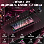 LINGBAO K98 Wireless Mechanical Gaming Keyboard, Tri-Mode BT5.0/2.4GHz/USB-C, Creamy Keyboard with Number Pad, Hot Swappable Gasket Custom Linear Switches RGB Backlit Keyboards for Win/Mac/PC/Laptop