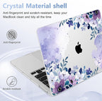 May Chen Compatible with MacBook Pro 13 inch Case 2022 2021 2020 Release Models A2338 M2 M1 A2251 A2289, Plastic Hard Shell Case for MacBook Pro 13 Inch with Touch Bar, Watercolor Purple Floral