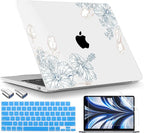TWOLSKOO Compatible with M4 MacBook Air 13.6 inch Case 2025-2022 Release M4 A3240 M3 A3113 M2 A2681, Plastic Hard Shell & Keyboard Cover & Type C Adapter & Screen Protector, Engraved Sketch2