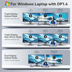 USB C Laptop Docking Station with 2 HDMI 4K@60Hz+DP 8K@30Hz for Dell HP Thinkpad Surface, 15 in 1 USB C Hub Triple Display Multiple Adapter, Dongle with USB A Port+Button+PD+Ethernet+SD/TF+Audio