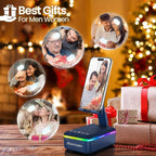 JTEMAN Gifts for Men Women,Cell Phone Stand with Bluetooth Speaker,LED Light,and Lanyard,Cool Tech Gadgets,Unique Birthday Gifts for Men Husband Mom Dad-Blue
