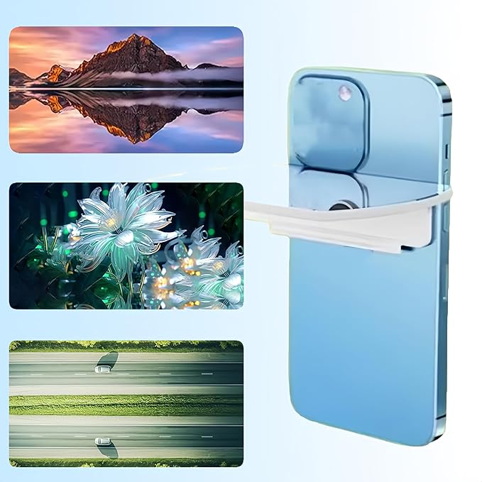 Mirror Effect Lens, Smartphone Camera Mirror Reflection Clip Kit Phone Camera Shooting Reflection Mirror Adjustable HD Glass Smartphone Photography Flip Mirror for All Phones (Black)