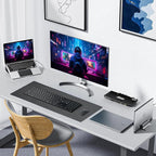 ALOANES Waterproof Mouse Pad with Durable Stitched Edge, XXXL gaming Keyboard Pad, Non-Slip Rubber Base Mouse Mat, Extended Desk pad for Gamer, Office & Home, Dark Gray Mousepad 35.4''x 15.7''x 0.12''