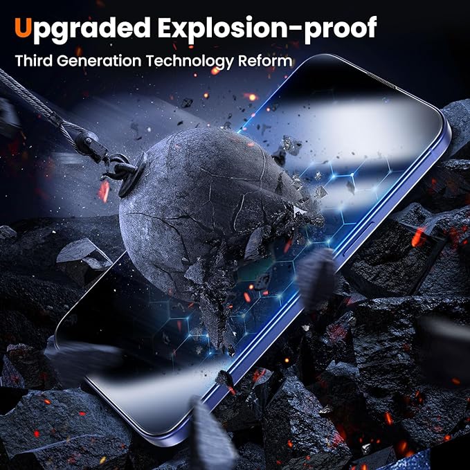 UniqueMe for iPhone 15 Plus / 16 Plus Screen Protector - [Military Grade Shatterproof & 9H+ Hardness] Tempered Glass Full Coverage Protection, Easy Installation, 2 Packs