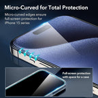 ESR 3+2 Pack for iPhone 15 Pro Screen Protector, [9H Hardness] [Military Grade Shatterproof] Full Coverage Ultra-tough Tempered Glass Film with Easy Installation Frame, 2 Set of Camera Lens Protector