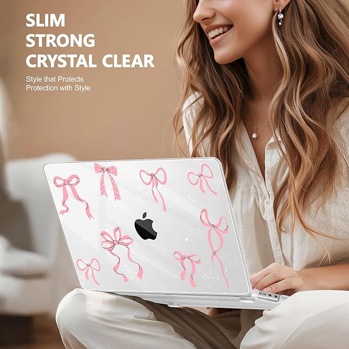 Case for MacBook Air 15 Inch 2025 2024 2023 Release M4 A3241 M3 A3114 M2 A2941, Hard Shell with Screen Protector & Keyboard Cover, Compatible with Touch ID, Star Bow