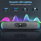 SOULION R200 Bluetooth Computer Speakers, Compact PC Speakers, USB C/USB Plug & Play Desktop Speaker with Colorful LED Lights, Clear Sound PC Soundbar for Computer Desktop Laptop Monitor