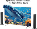 Sound Bar for Smart TV, Soundbar with Bluetooth/ARC/Opt/AUX Connect, Auto Volume Boost, 3 Equalizer Modes, 2 in 1 Detachable Soundbar for TV/PC/Gaming/Projectors