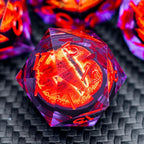 ARUOHHA DND Resin Dice Gazes Eye Dice Purple Red Liquid Core Flaming RPG Sharp Edged Dice Set with Gift Box, Polyhedral D and D Dice Set Compatible with Dungeons Dragons Role Playing Game D20 D6