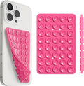 SUCKY Silicone Suction Phone Case Adhesive Mount - Anti-Slip Holder, Hands-Free Fidget Toy, Phone Accessory for iPhone and Android (Hot Pink, Double V2)