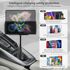 Wireless Car Charger for Z Fold 6/5/4/3, Dual Coil Cup Holder Phone Mount for Tesla, Fast Charging Auto Clamping Auto Rotation 90° Air Vent Mount for iPhone 16/15/14/13/12 Serie