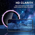 for Samsung Galaxy S25 Plus Camera Lens Protector, Individual Metal Ring Tempered Glass Lens Cover, [Strong Adsorption] Scratch Resistant Ultra-Thin HD Clear Lens Cover, 1 Set-Purple Sparkly
