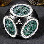 7 in 1 D6 Spinner DND Dice Set D&D, Metal Cube D and D Dice with Gift Box, Dungeons Dragons Role Playing Dice, Black Green