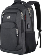 Laptop Backpack,Business Travel Anti Theft Slim Durable Laptops Backpack with USB Charging Port,Water Resistant College Computer Bag for Women & Men Fits 15.6 Inch Laptop and Notebook - Black