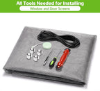 FLYZZZ Window Screen Door Repair Kit, 48"x118" Fiberglass Mesh Replacement with Roller Tool/Hook/Spline/Cutter/Clips/Ruler, 7-in-1 Sliding Patio Door & Screen Door Repair Kit, Gray