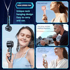 2pcs Portable Handheld Turbo Fan with 7000rpm High-Speed Motor USB Rechargeable Cooling Personal Fan 4-Speed, 4-16H Runtime, with Lanyard for Outdoor Travel, Women, Kids, Summer Gift