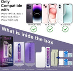 2 Pack Anti Blue Light Matte Screen Protector for iPhone 14 Pro/iPhone 15 / iPhone 16, 9H Tempered Glass, Full Coverage, Anti-Fingerprint, Auto Dust-Elimination, No Bubble, Easy Installation