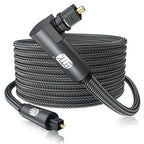 EMK 90 Degree Toslink Optical Cable 360 Degree Free-Rotating Plug Fiber Optic Cable S/PDIF Toslink Male to Male for Home Theater, Sound Bar, TV, PS4, Xbox,Grey (50ft/15m)