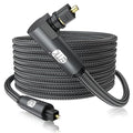 EMK 90 Degree Toslink Optical Cable 360 Degree Free-Rotating Plug Fiber Optic Cable S/PDIF Toslink Male to Male for Home Theater, Sound Bar, TV, PS4, Xbox,Grey (16ft/5m)