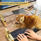 Keyboard Cat Protector - 20" Large Monitor Stand 2 in 1 Clear Acrylic Keyboard Cover Long Acrylic Monitor Stand Keyboard Protective Cover for Desk 108 Keyboard Protector Laptop Computer Monitor