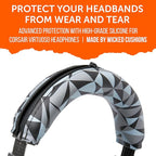 WC BandZ Virtuoso V2 - Silicone Headband Cover for Corsair Virtuoso Headphones by Wicked Cushions | Machine Washable, No More Flaking Leather | for Virtuoso Wireless, XT, and SE | Geo Grey