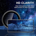 for Samsung Galaxy S23 Ultra Camera Lens Protector, Individual Metal Ring Tempered Glass Lens Cover, [Strong Adsorption] Scratch Resistant Ultra-Thin HD Clear Lens Cover, 1 Set-Black