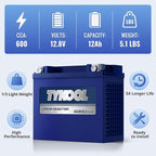TYKOOL YTX20L-BS/YTX20HL/YB16CL-B High Performance LiFePO4 Lithium Motorcycle Battery,12V 12Ah, 600CCA,Digital Readout, Fits for ATV,UTV,Jet Ski,PWC,Snowmobile, Quad,Riding Lawn Mower, tractor
