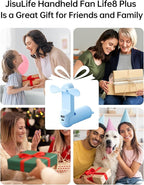 JISULIFE Handheld Fan with 4500 mAh Powerbank Max 37 Hours Runtime, Pocket Portable Battery Operated or USB Powered Folding Personal Fan, 3 Speeds, Gifts for Women Men Kids Gift for Festival-Blue