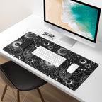 Extended Gaming Mouse Pad, XXL Large Desk Pad 30 x 14 Inch, Big Computer Keyboard Mousepad, Waterproof Mouse Mat with Stitched Edges and Non-Slip Base for Women Office Gaming, Sun Moon
