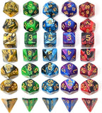 SmartDealsPro 5 x 7-Die Double-Colors Polyhedral Dice Sets with Pouches for D&D DND RPG MTG Dungeon and Dragons Table Board Roll Playing Games D4 D6 D8 D10 D% D12 D20
