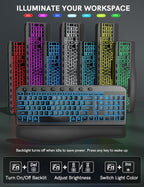 SABLUTE Ergonomic Wireless Keyboard and Mouse Combo - Wave Keyboard with Soft Leather Wrist Rest, Resistant Keys, RGB Backlit Rechargeable Set for PC/Mac/Chromebook (Black)