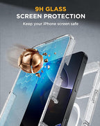 Miracase for iPhone 16 Pro Max Case 6.9'', [Bubble Free] Full-Body Bumper Phone case with Built-in Full Glass Screen &Lens Protector,Compatible with MagSafe,Drop Proof 16 Pro Max Cover,Clear Glitter