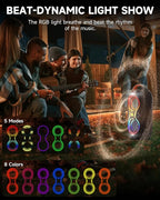 Wireless TWS Portable Bluetooth Speaker, Beat-Driven Lights, 120dB Loud Stereo Party Speaker with Bluetooth 5.3, USB/TF/AUX/FM/Mic, Built-in Carry Handle, Powerful Sound for Home,Outdoor,Party,Camping