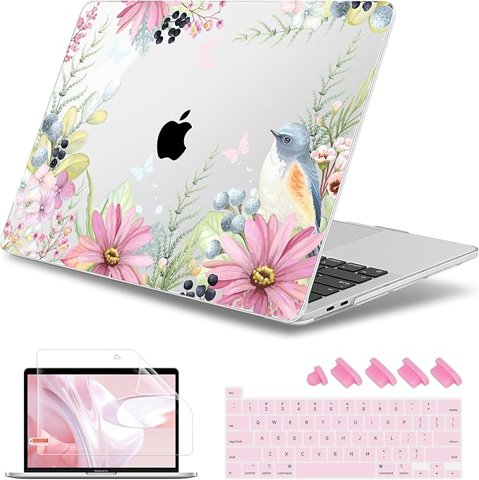 May Chen Compatible with MacBook Pro 13 inch Case 2022 2021 2020 Release Models A2338 M2 M1 A2251 A2289, Plastic Hard Shell Case + Keyboard Cover for Mac Pro 13" with Touch Bar, Blue Bird