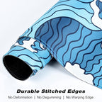 Extended Gaming Mouse Pad, Japanese Blue White Wave Mousepad, XL Large Mouse Mat Desk Pad 30 x 14 Inch, Waterproof Anime Mouse Pad with Stitched Edges and Non-Slip Base for Office Gaming