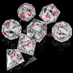 ARUOHHA DND Resin Dice Plum Blossom Liquid Core White Sharp Edge Dragons Polyhedral Dice Set with Gift Box, Compatible with D&D Role Playing Game Dungeons D and D Dice Set D20 D12 D10 D6