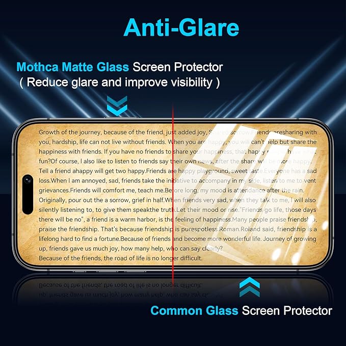 Mothca 2 Pack Matte Glass Screen Protector for iPhone 16 / iPhone 15 (6.1 inch) [Auto Fit Box Dust-Free] Full Coverage Anti-Glare & Anti-Fingerprint Tempered Glass, Bubble Free, Smooth as Silk