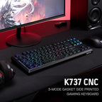 Redragon K737 PRO Wireless 87 Keys Gasket Gaming Keyboard, 80% Premium CNC Aluminum Mechanical Keyboard, Hot-Swap South-Facing LED Socket, 5-Layer Noise Dampening, Side-Printed PBT Contour Line Keycap