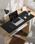 Leather Desk Pad Protector - 48" x 17" Non-Slip PU Leather Large Mouse Pad, Waterproof Desk Blotter Mat for Office and Home (Black)