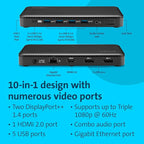 Kensington Triple Display USB-C Docking Station with 100W PD for Dell, HP, Lenovo, Acer, ASUS, Razer, Surface (Black)