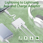 [Apple MFi Certified] 3 Pack Lightning to 3.5mm Headphone Jack Adapter, 2 in 1 Dongle Adapter Aux Audio + Charging Ports Splitter Compatible with iPhone 14/13/12/11/XS/XR/8/7 Support All iOS System