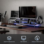 Fenge Dual Monitor Stand, Monitor Riser for 2 Monitors with Adjustable Laptop Riser , 42.5 Inch Desk Shelf for Top of Desk with Phone Holder& Headphone Stand