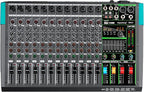 Depusheng MX12 12 Channel Sound Mixer Audio Mixing Console 48V 256DSP Professional USB PC Play Record Podcast Live Broadcast (US MX12)